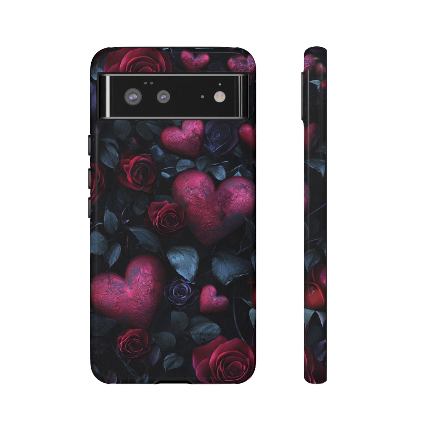 Hearts and Roses Phone Case - Gothic Valentine Phone Cases for iPhone 16 15 14 13 12 11, Samsung Galaxy & Google Pixel