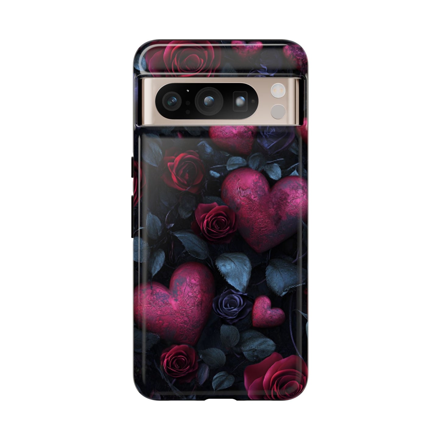 Hearts and Roses Phone Case - Gothic Valentine Phone Cases for iPhone 16 15 14 13 12 11, Samsung Galaxy & Google Pixel