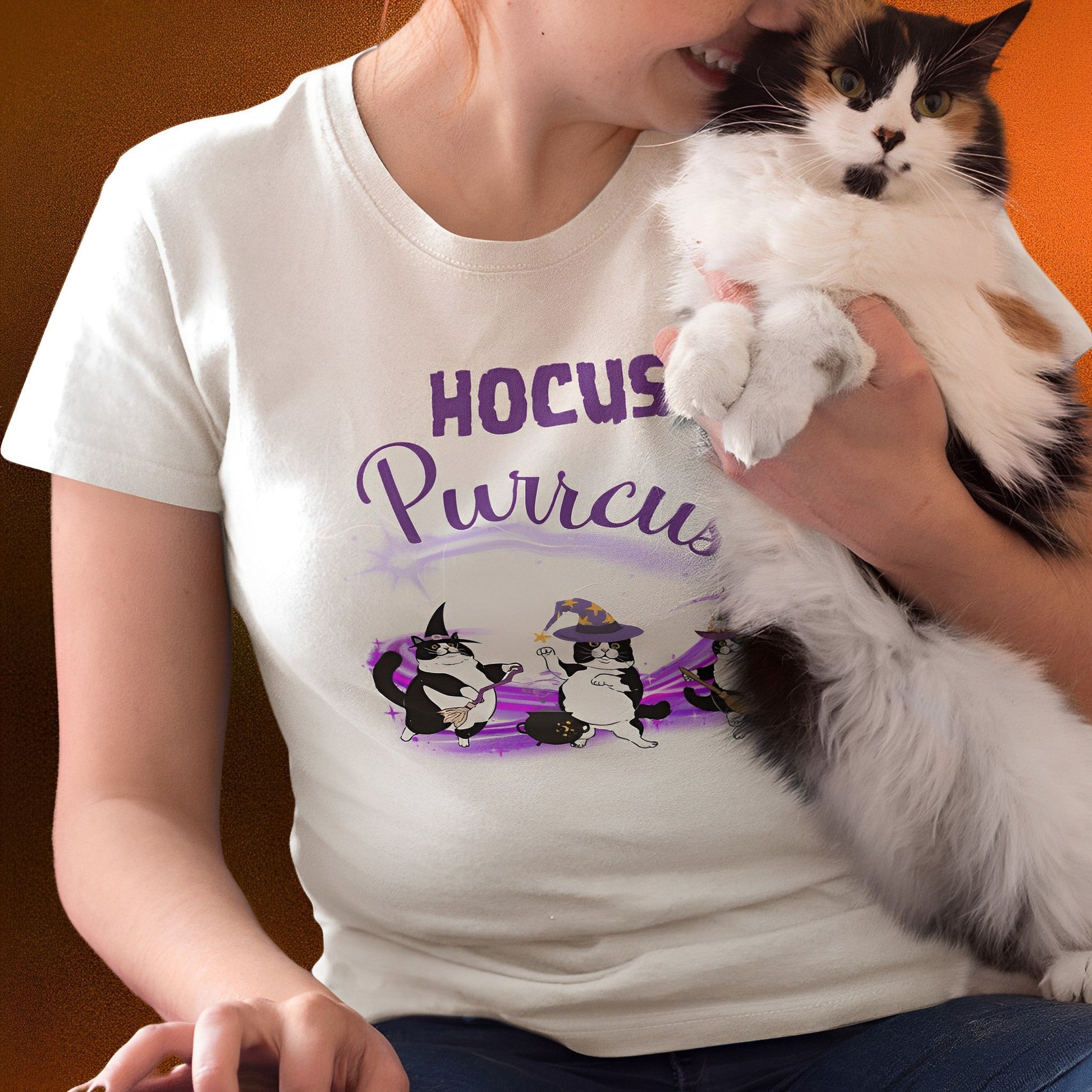 Hocus Pocus T-Shirt with Cute Cats - Hocus Purrcus - Funny Cat Halloween Tee - Boo and Bewear