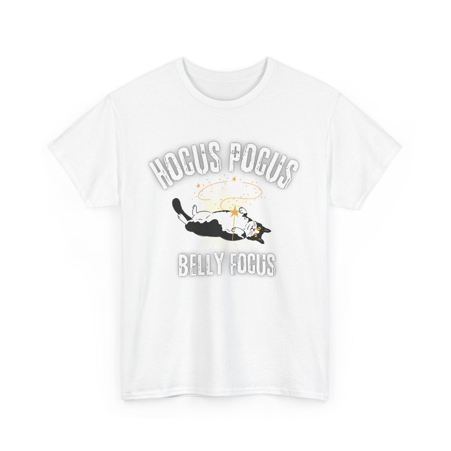 Hocus Pocus T-Shirt with Cute Witch Cat - Hocus Pocus Belly Focus - Funny Halloween Shirt - Boo and Bewear