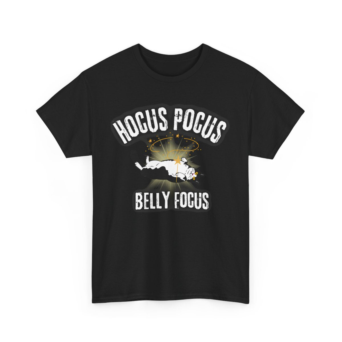 Hocus Pocus T-Shirt with Cute Witch Cat - Hocus Pocus Belly Focus - Funny Halloween Shirt - Boo and Bewear