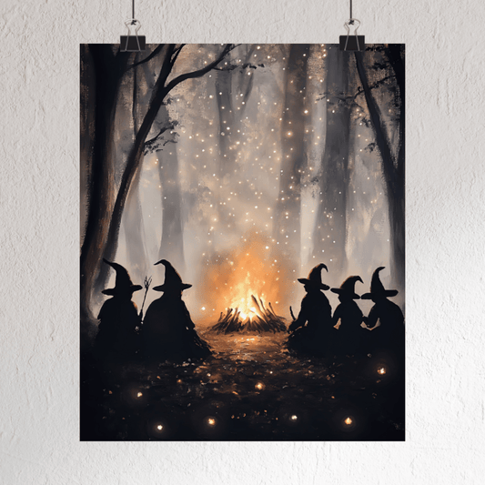 Magical Witch Painting - Witchy Wall Art Print - Whimsigoth Halloween Poster - Boo and Bewear