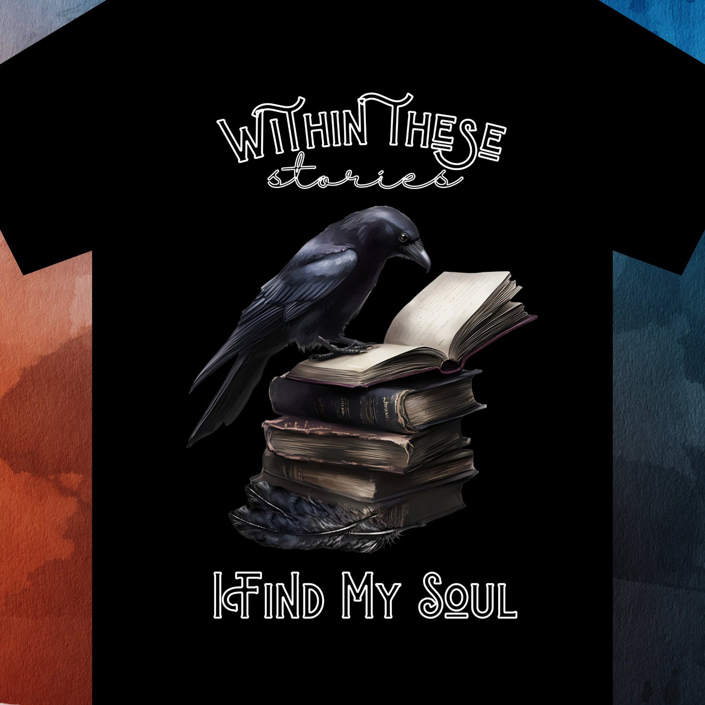 Raven Reading Book T-Shirt - Gothic Dark Academia Clothing - Boo and Bewear