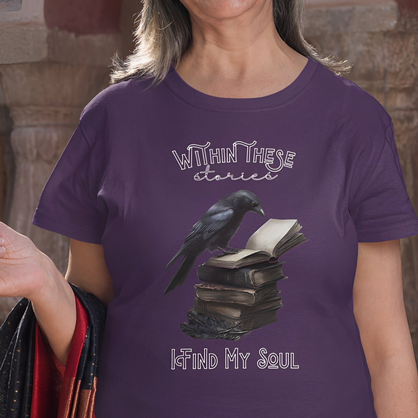 Raven Reading Book T-Shirt - Gothic Dark Academia Clothing - Boo and Bewear