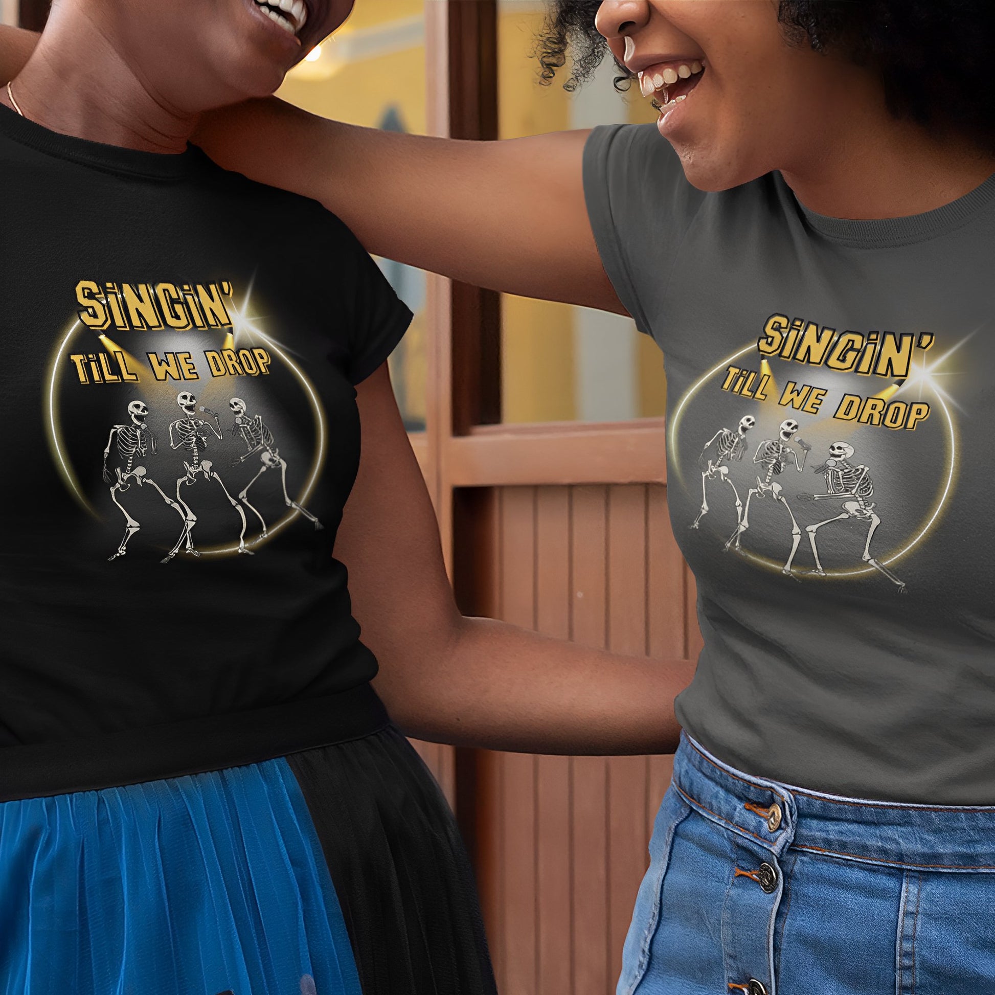 Singing Skeletons T-Shirt - Singin' Till We Drop - Boo and Bewear