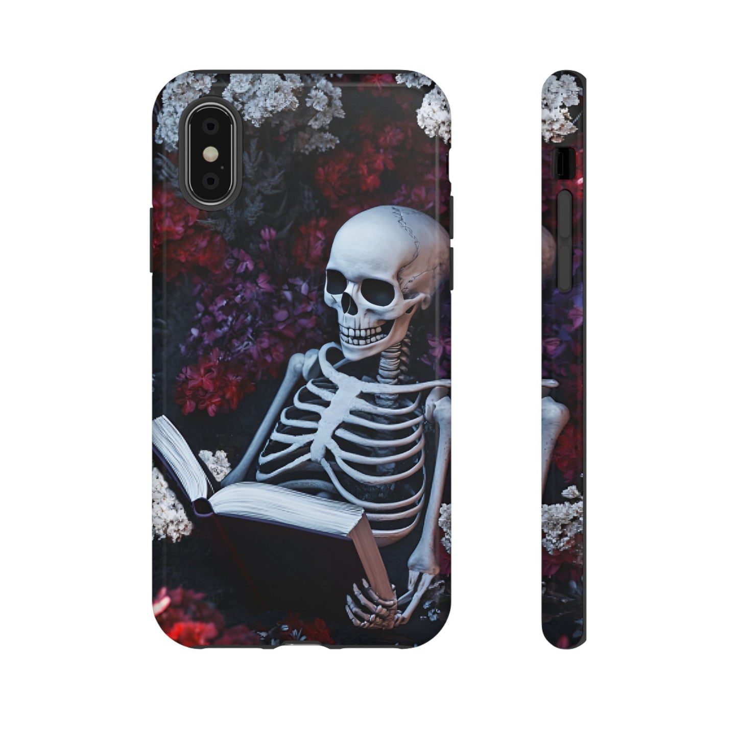 Skeleton Reading Book Phone Case - Bookish Halloween Phone Cases - iPhone 16 15 14 13 12 11, Samsung Galaxy & Google Pixel Phone Covers - Boo and Bewear