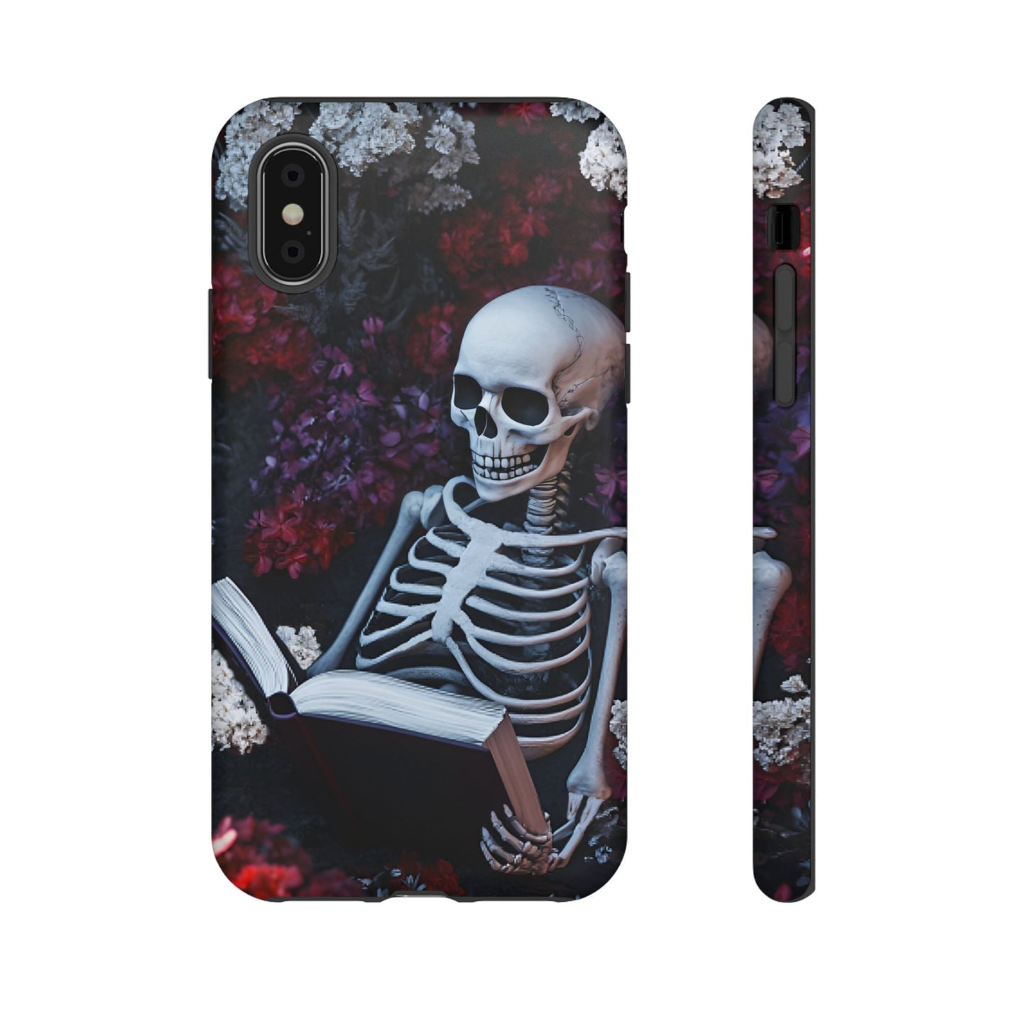 Skeleton Reading Book Phone Case - Bookish Halloween Phone Cases - iPhone 16 15 14 13 12 11, Samsung Galaxy & Google Pixel Phone Covers - Boo and Bewear