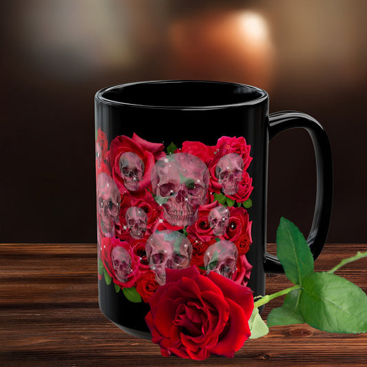 Skulls and Roses Mug - Halloween Skeleton Mugs - Boo and Bewear