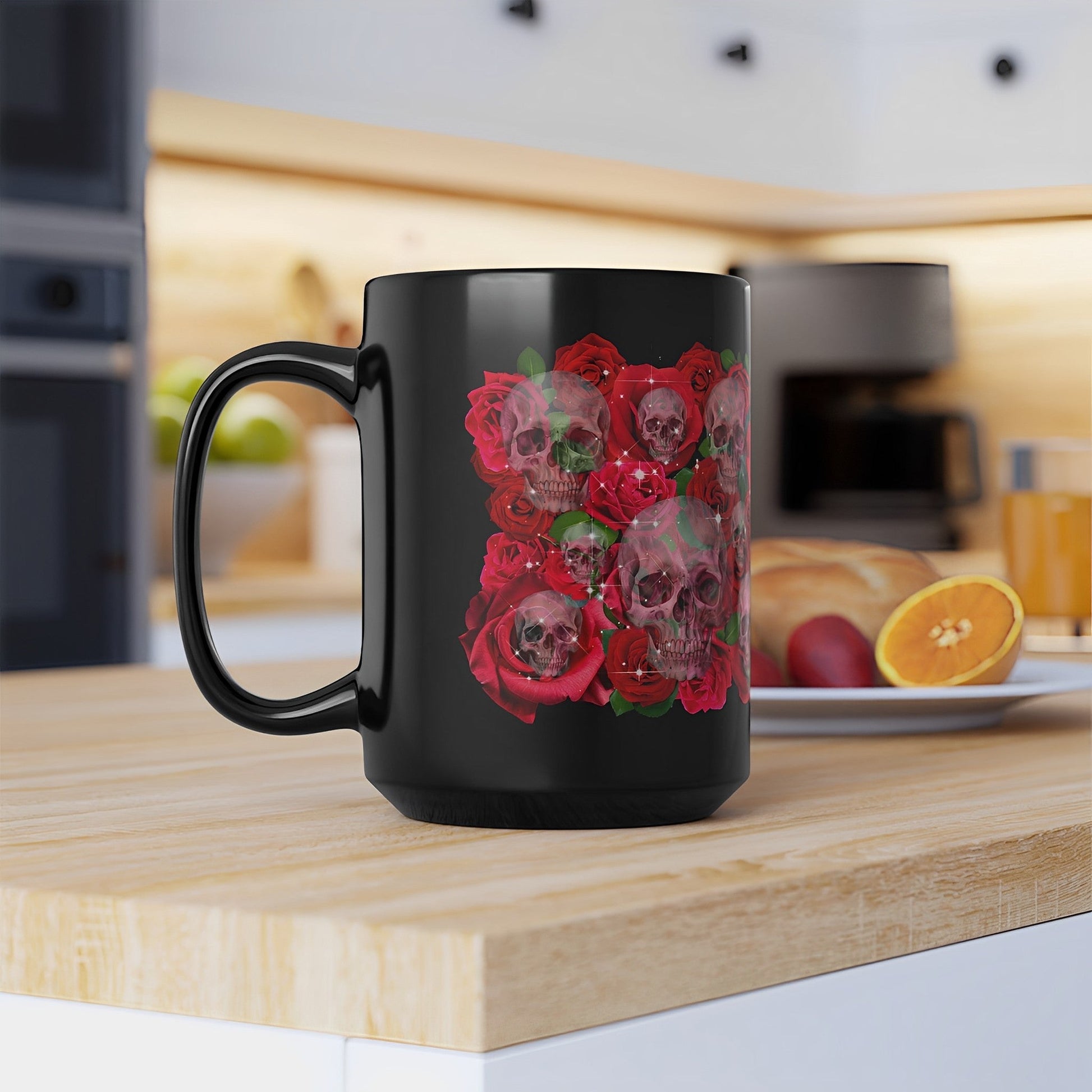 Skulls and Roses Mug - Halloween Skeleton Mugs - Boo and Bewear