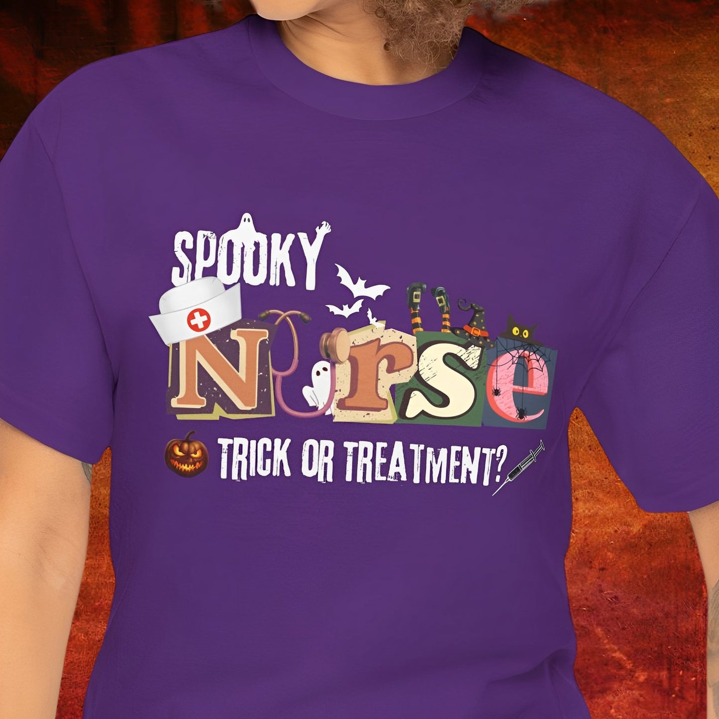 Spooky Nurse T-shirt for Halloween - Trick or Treatment? - Boo and Bewear