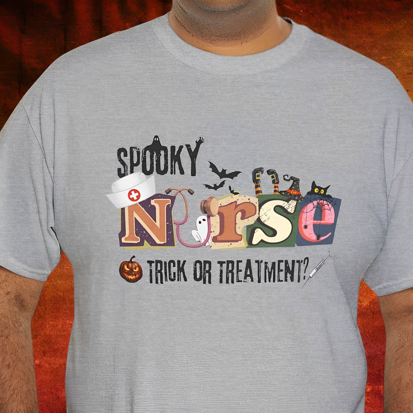 Spooky Nurse T-shirt for Halloween - Trick or Treatment? - Boo and Bewear