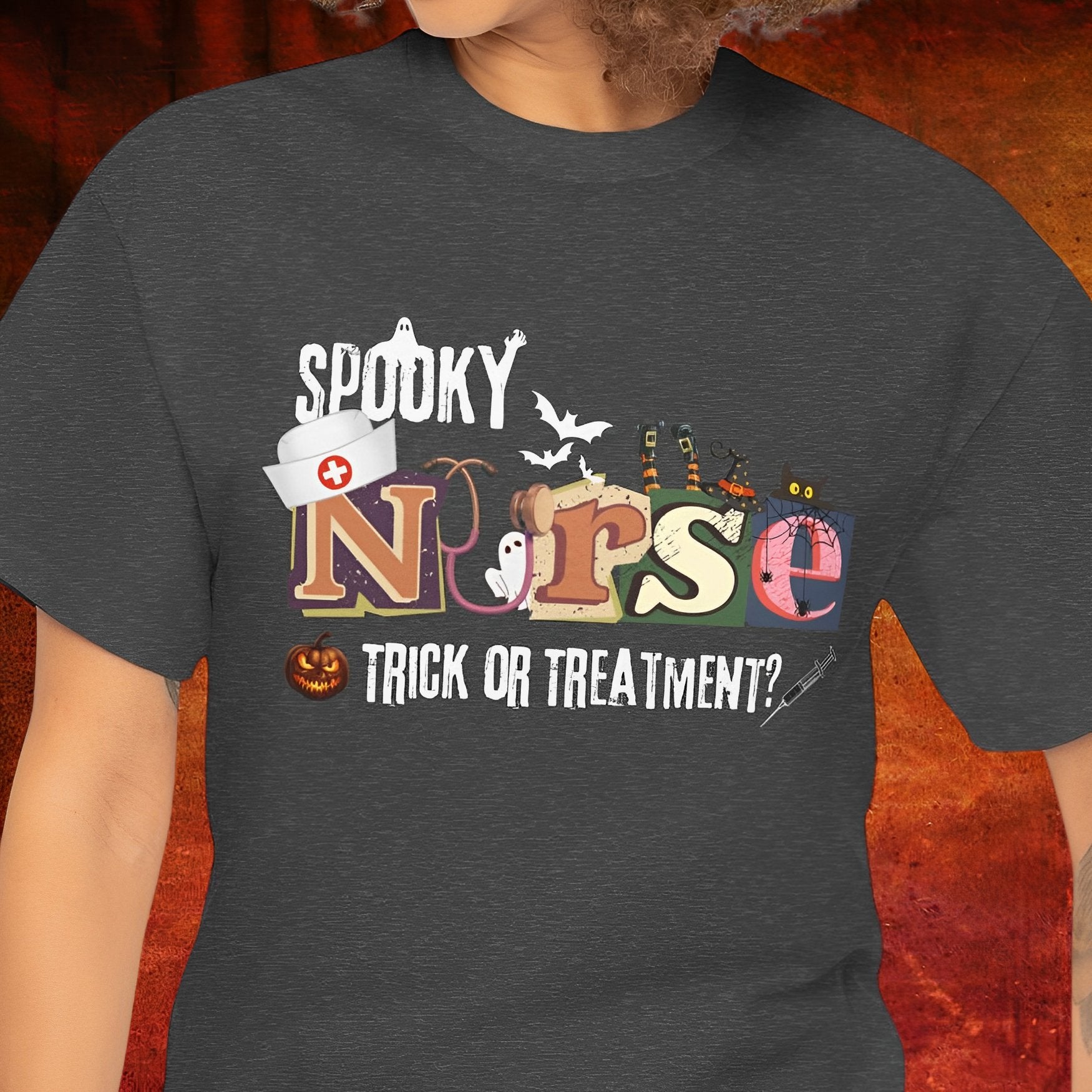 Spooky Nurse T-shirt for Halloween - Trick or Treatment? - Boo and Bewear