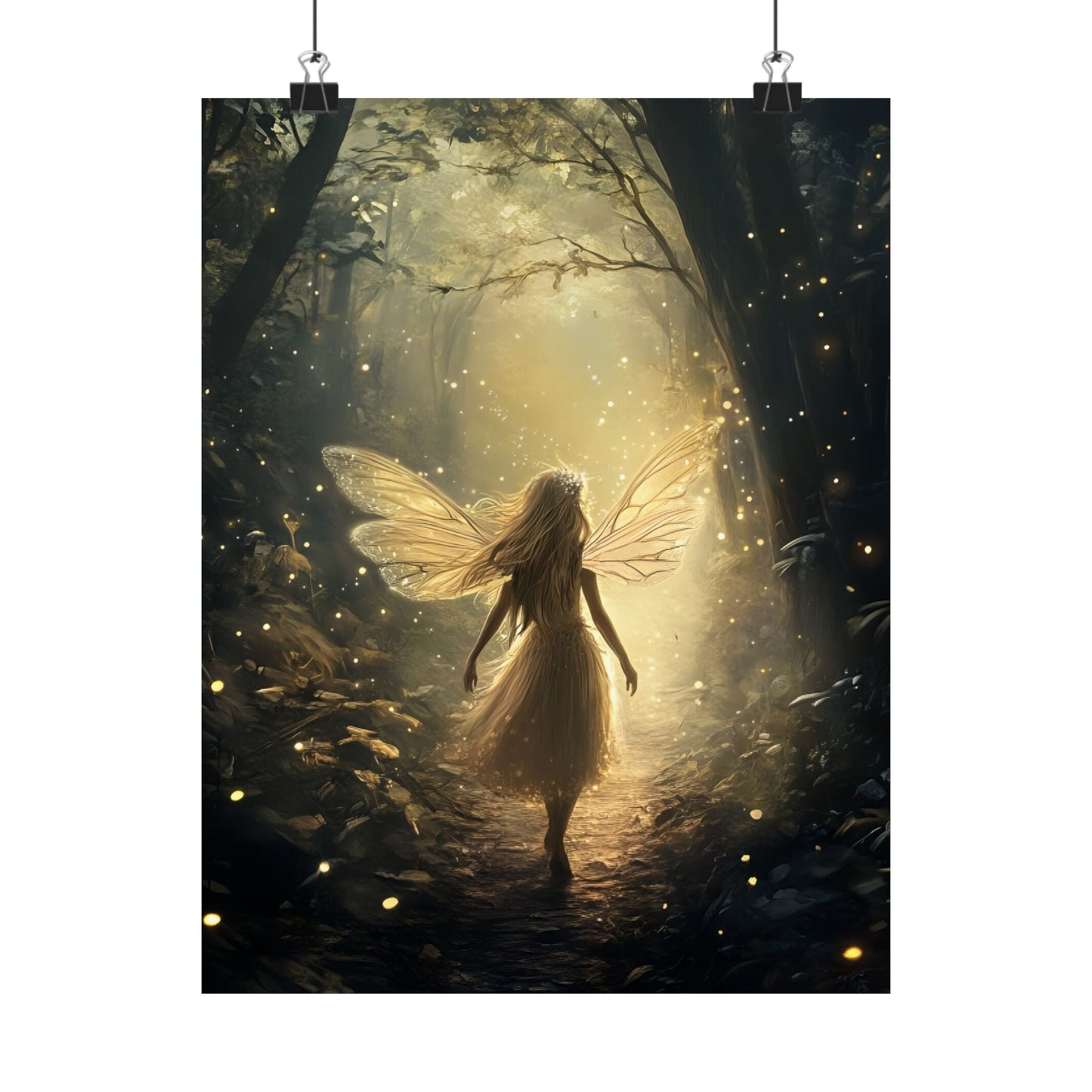 Whimsical Fairy Wall Art Print - Dark Fantasy Forest Poster - Magical Fairycore Painting - Whimsigoth Decor