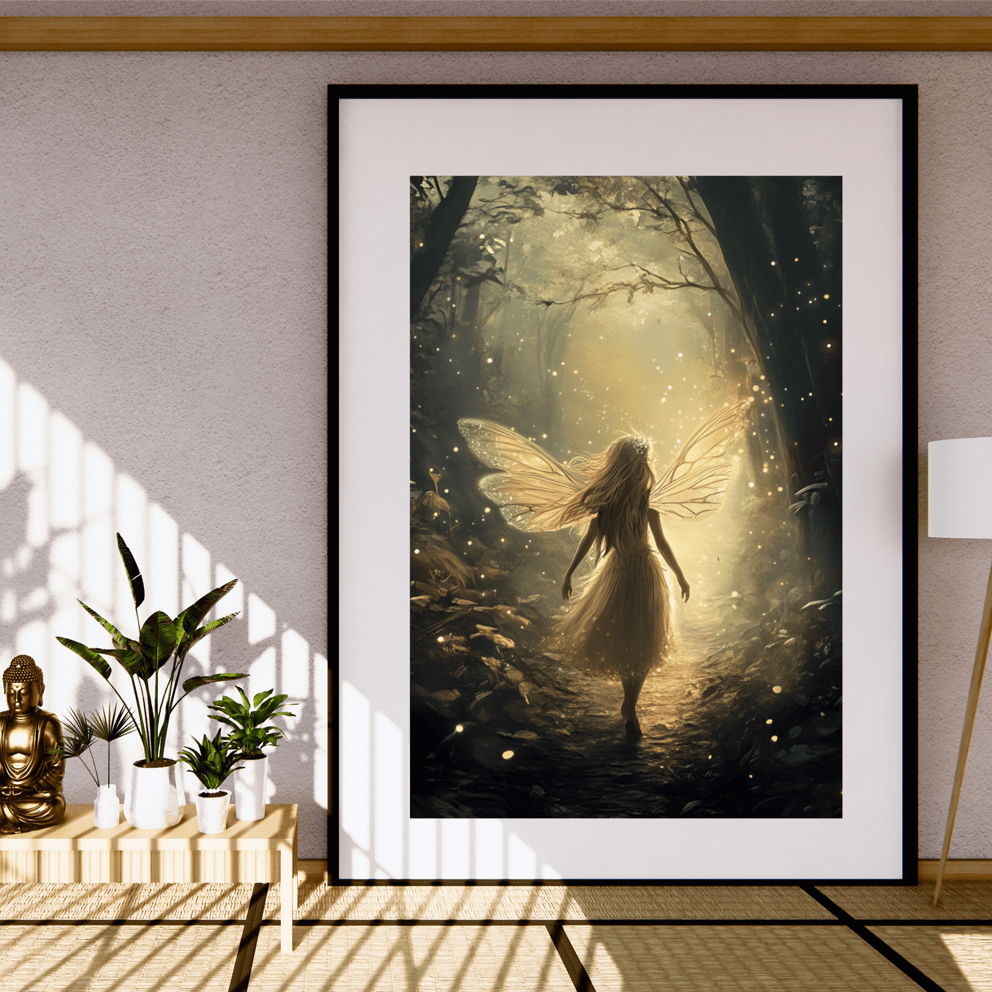 Whimsical Fairy Wall Art Print - Dark Fantasy Forest Poster - Magical Fairycore Painting - Whimsigoth Decor
