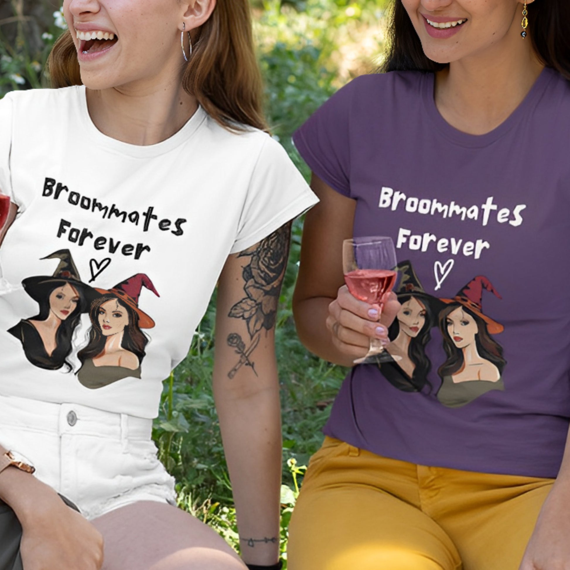 Witch T-Shirt with Best Friend - Broommates Forever - Boo and Bewear