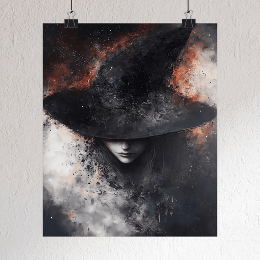 Witch Woman Wall Art Print - Gothic Witchy Painting - Dark Vintage Witchcraft Poster - Boo and Bewear