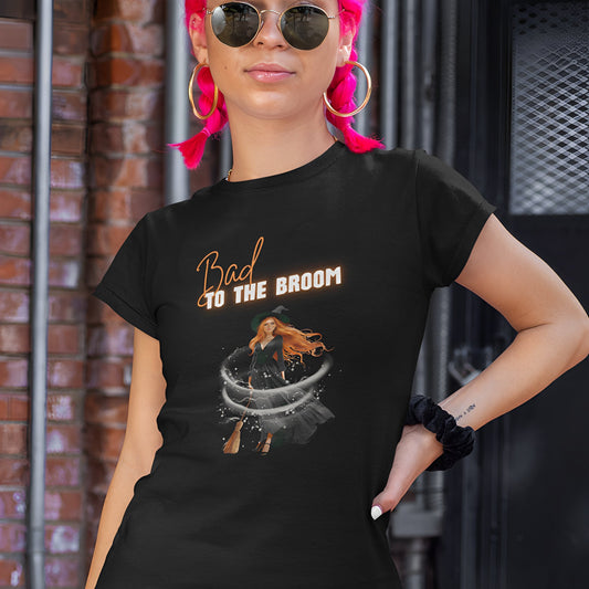 Witchy Woman T-Shirt - Bad To The Broom Witch Shirt - Boo and Bewear